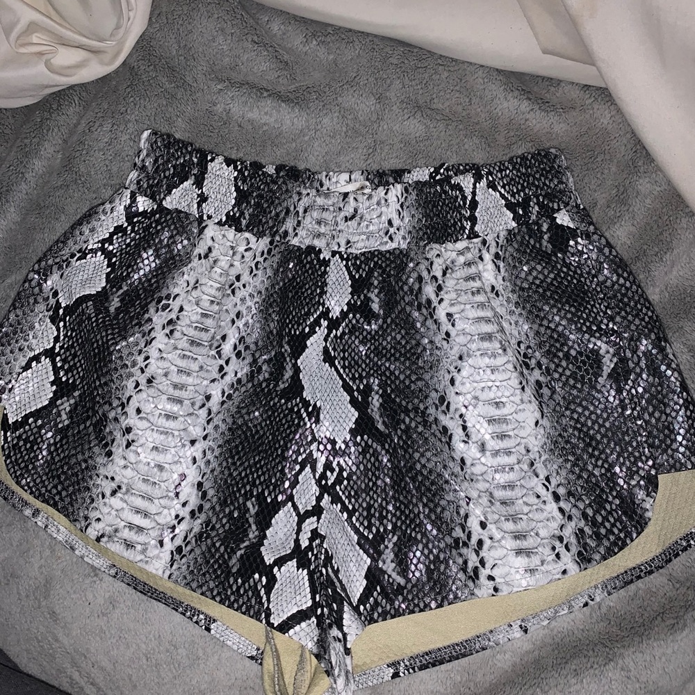 snake skin leather shorts
